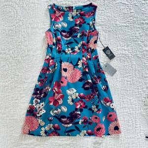 Vince Camuto Floral Dress in Blue and Red